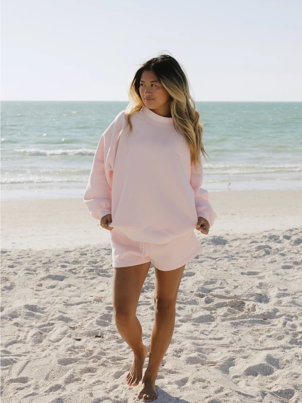 Mockneck and Shorts Set (Blush Pink)